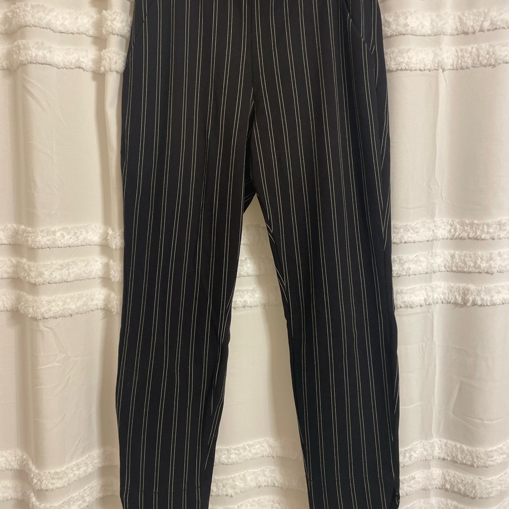 HUE Black Pinstripe Trousers Slim Fit